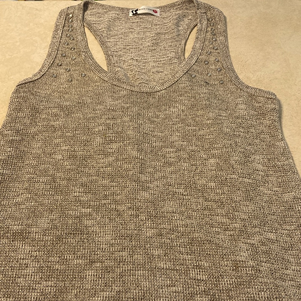 Gray tank with rhinestones